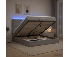 Otmana lova su matracsu ir LED Šviesiai pilka 180 x 200 cm