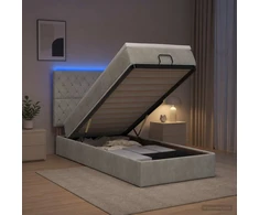Otmana lova su matracsu ir LED Šviesiai pilka 90 x 190 cm