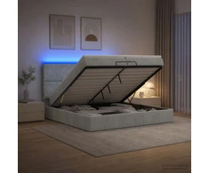 Otmana lova su matracsu ir LED Šviesiai pilka 200 x 200 cm