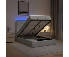 Otmana lova su matracsu ir LED Šviesiai pilka 120 x 200 cm