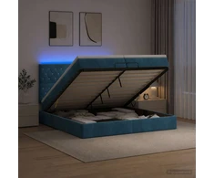 Otmana lova su matracsu ir LED Tamsi mėlyna 200 x 200 cm