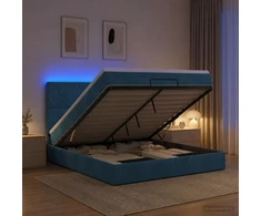 Otmana lova su matracsu ir LED Tamsi mėlyna 140 x 190 cm