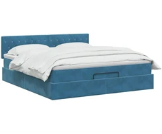 Otmana lova su matracsu ir LED Tamsi mėlyna 180 x 200 cm