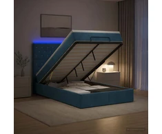 Otmana lova su matracsu ir LED Tamsi mėlyna 120 x 190 cm