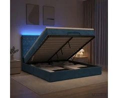 Otmana lova su matracsu ir LED Tamsi mėlyna 160 x 200 cm