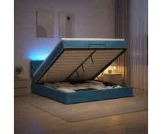 Otmana lova su matracsu ir LED Tamsi mėlyna 140 x 190 cm