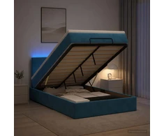 Otmana lova su matracsu ir LED Tamsi mėlyna 120 x 190 cm
