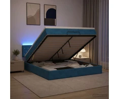 Otmana lova su matracsu ir LED Tamsi mėlyna 160 x 200 cm
