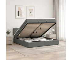 Otmana lova su matracsu ir LED Tamsiai pilka 140 x 190 cm