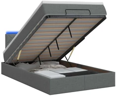 Otmana lova su matracsu ir LED Tamsiai pilka 120 x 200 cm