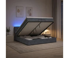 Otmana lova su matracsu ir LED Tamsiai pilka 200 x 200 cm