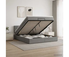 Otmana lova su matracsu ir LED Tamsiai pilka 180 x 200 cm