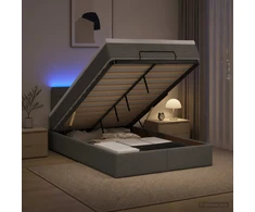 Otmana lova su matracsu ir LED Tamsiai pilka 120 x 190 cm