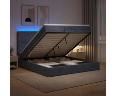 Otmana lova su matracsu ir LED Tamsiai pilka 180 x 200 cm