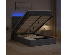 Otmana lova su matracsu ir LED Tamsiai pilka 120 x 200 cm
