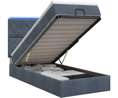 Otmana lova su matracsu ir LED Tamsiai pilka 100 x 200 cm