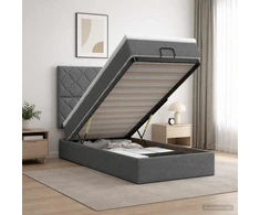 Otmana lova su matracsu ir LED Tamsiai pilka 90 x 190 cm