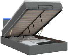 Otmana lova su matracsu ir LED Tamsiai pilka 120 x 190 cm