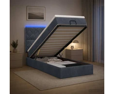 Otmana lova su matracsu ir LED Tamsiai pilka 90 x 190 cm
