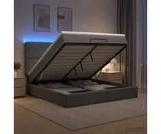 Otmana lova su matracsu ir LED Tamsiai pilka 180 x 200 cm