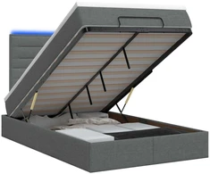 Otmana lova su matracsu ir LED Tamsiai pilka 120 x 200 cm