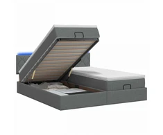 Otmana lova su matracsu ir LED Tamsiai pilka 200 x 200 cm
