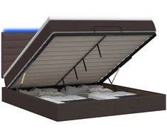 Otmana lova su matracsu ir LED Tamsiai rudas 140 x 190 cm