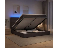 Otmana lova su matracsu ir LED Tamsiai rudas 200 x 200 cm