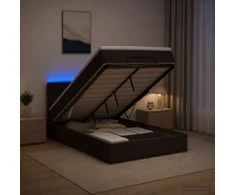 Otmana lova su matracsu ir LED Tamsiai rudas 120 x 200 cm