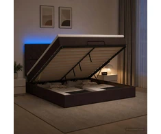 Otmana lova su matracsu ir LED Tamsiai rudas 140 x 200 cm