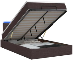 Otmana lova su matracsu ir LED Tamsiai rudas 120 x 190 cm
