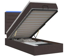 Otmana lova su matracsu ir LED Tamsiai rudas 100 x 200 cm