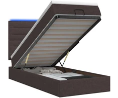 Otmana lova su matracsu ir LED Tamsiai rudas 90 x 190 cm