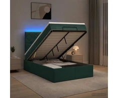 Otmana lova su matracsu ir LED Tamsiai žalia 120 x 200 cm