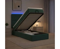Otmana lova su matracsu ir LED Tamsiai žalia 90 x 190 cm