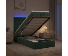 Otmana lova su matracsu ir LED Tamsiai žalia 80 x 200 cm