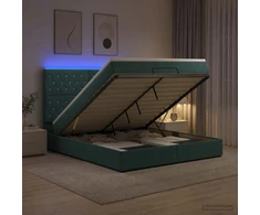 Otmana lova su matracsu ir LED Tamsiai žalia 180 x 200 cm