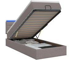 Otmana lova su matracsu ir LED Taupe 100 x 200 cm Audinys