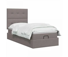 Otmana lova su matracsu ir LED Taupe 100 x 200 cm Audinys