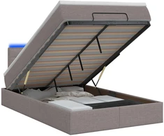 Otmana lova su matracsu ir LED Taupe 120 x 190 cm Audinys