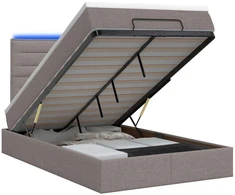Otmana lova su matracsu ir LED Taupe 120 x 200 cm Audinys