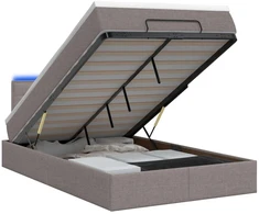 Otmana lova su matracsu ir LED Taupe 120 x 190 cm Audinys