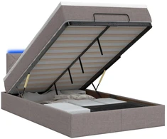 Otmana lova su matracsu ir LED Taupe 120 x 190 cm Audinys