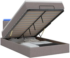 Otmana lova su matracsu ir LED Taupe 120 x 190 cm Audinys