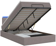 Otmana lova su matracsu ir LED Taupe 120 x 190 cm Audinys