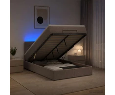 Otmana lova su matracsu ir LED Taupe 120 x 190 cm Audinys