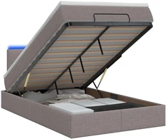 Otmana lova su matracsu ir LED Taupe 120 x 190 cm Audinys