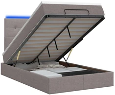 Otmana lova su matracsu ir LED Taupe 120 x 200 cm Audinys