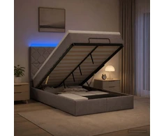 Otmana lova su matracsu ir LED Taupe 120 x 190 cm Audinys