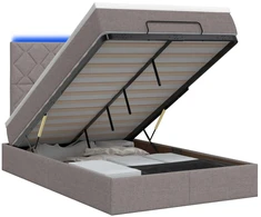 Otmana lova su matracsu ir LED Taupe 120 x 200 cm Audinys